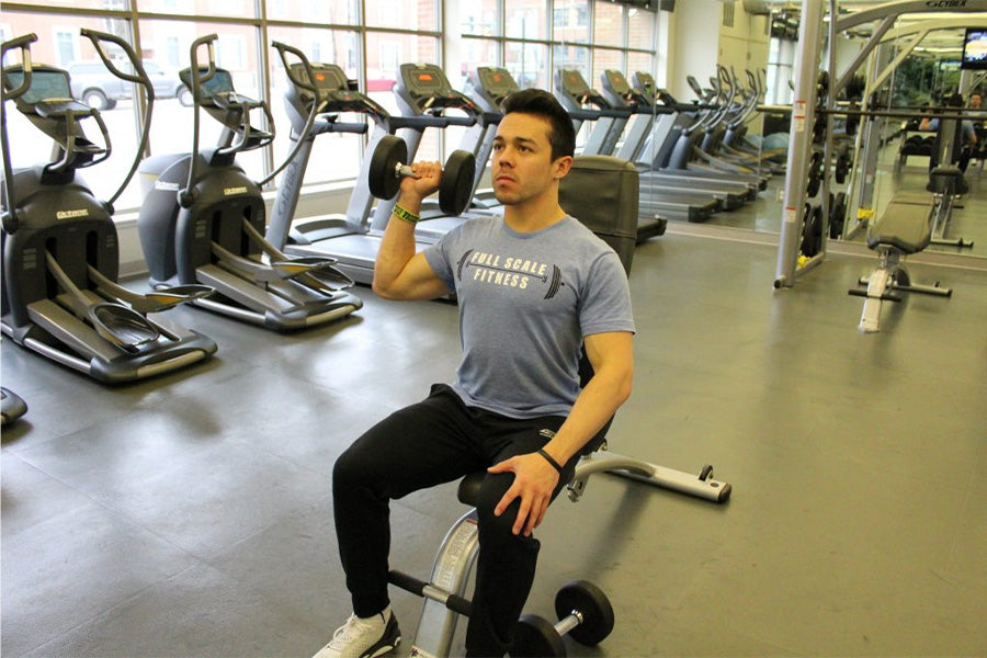 One Arm Seated Palms in Dumbbell Press