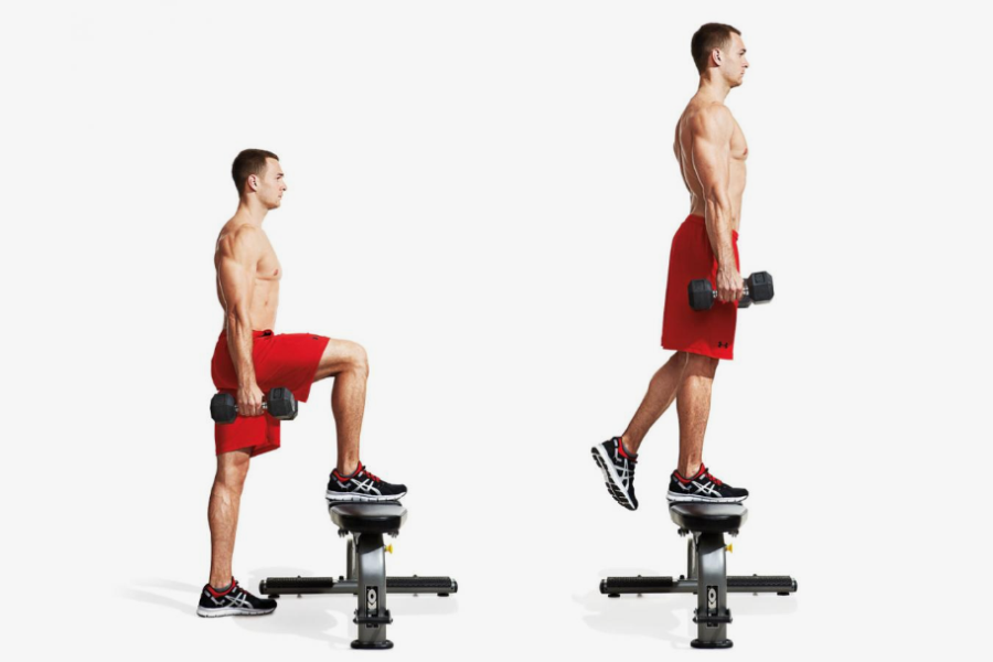 Dumbbell Step Ups To Strength Movement For The Lower Body Hamstrings Quads Glutes DMoose