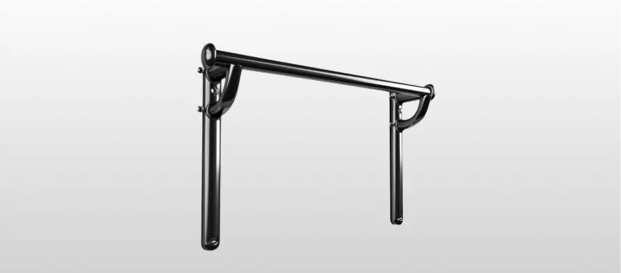 A generic doorway pull-up bar: one thin straight bar on two plain brackets, no padding, on a light grey backdrop