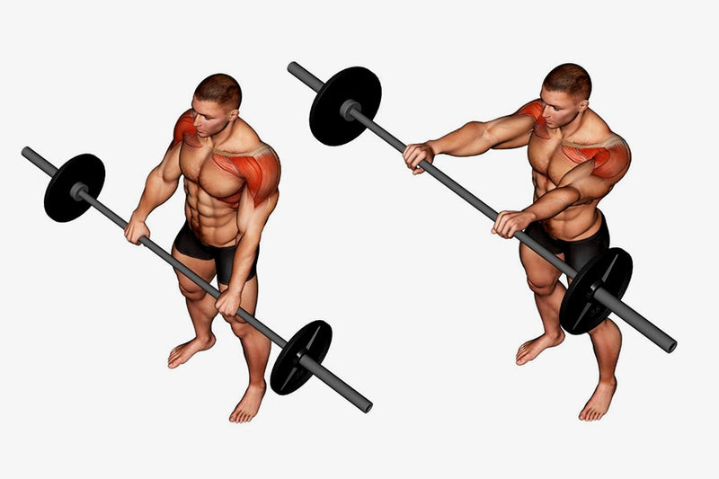 Shoulder Wide Grip Barbell Front Raises