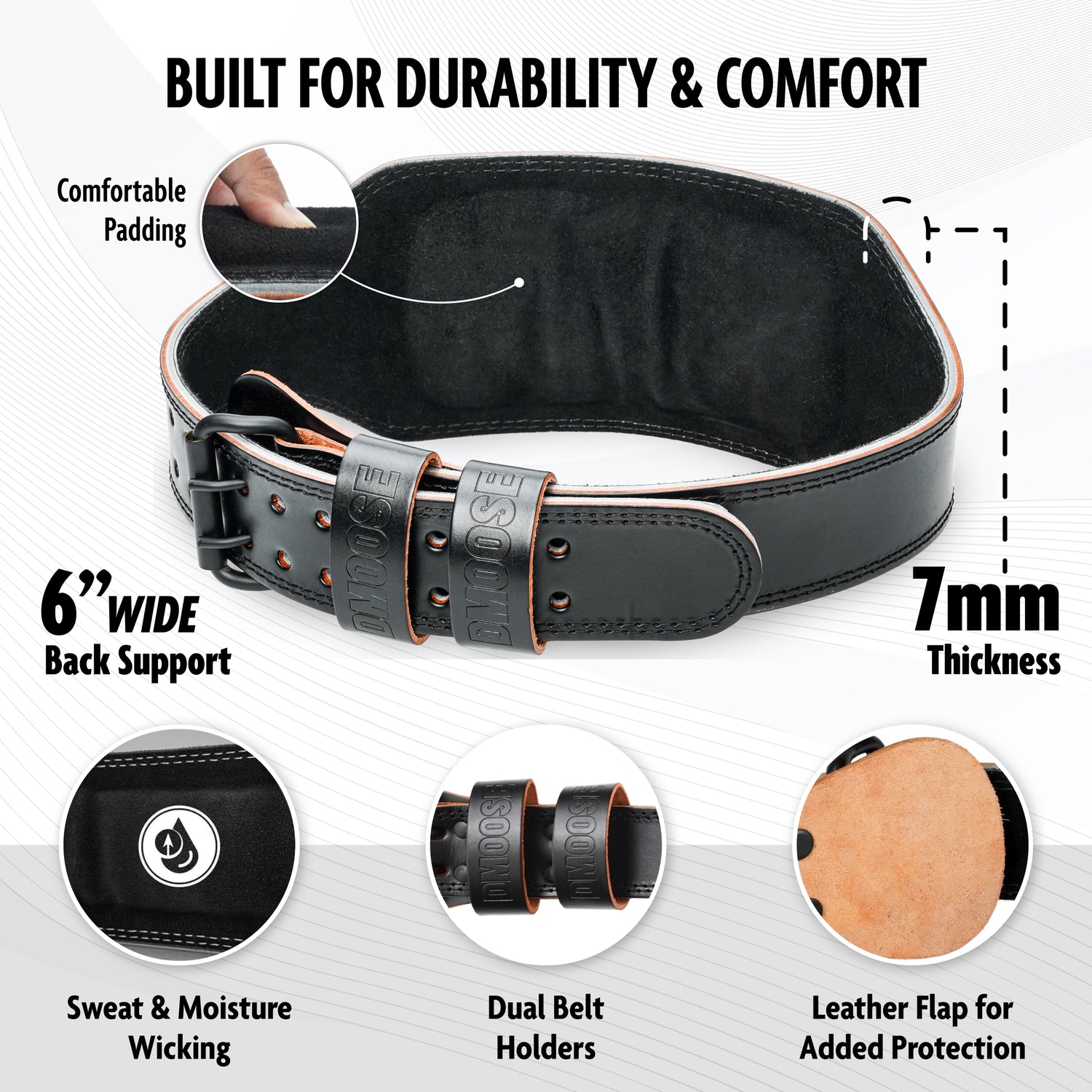 6 Leather Weightlifting Belt