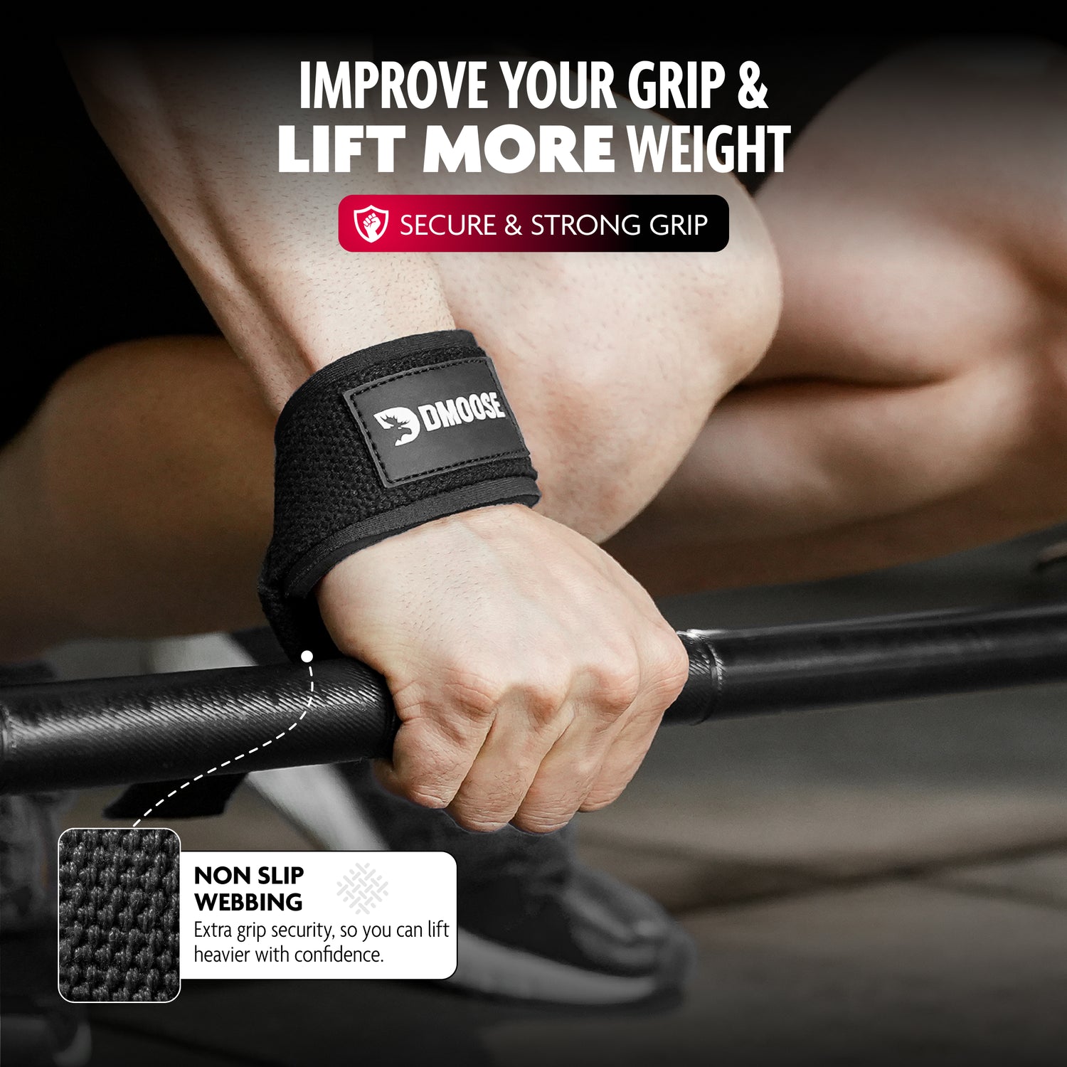 DMoose Lifting Straps Grip Support for Heavy Lifts