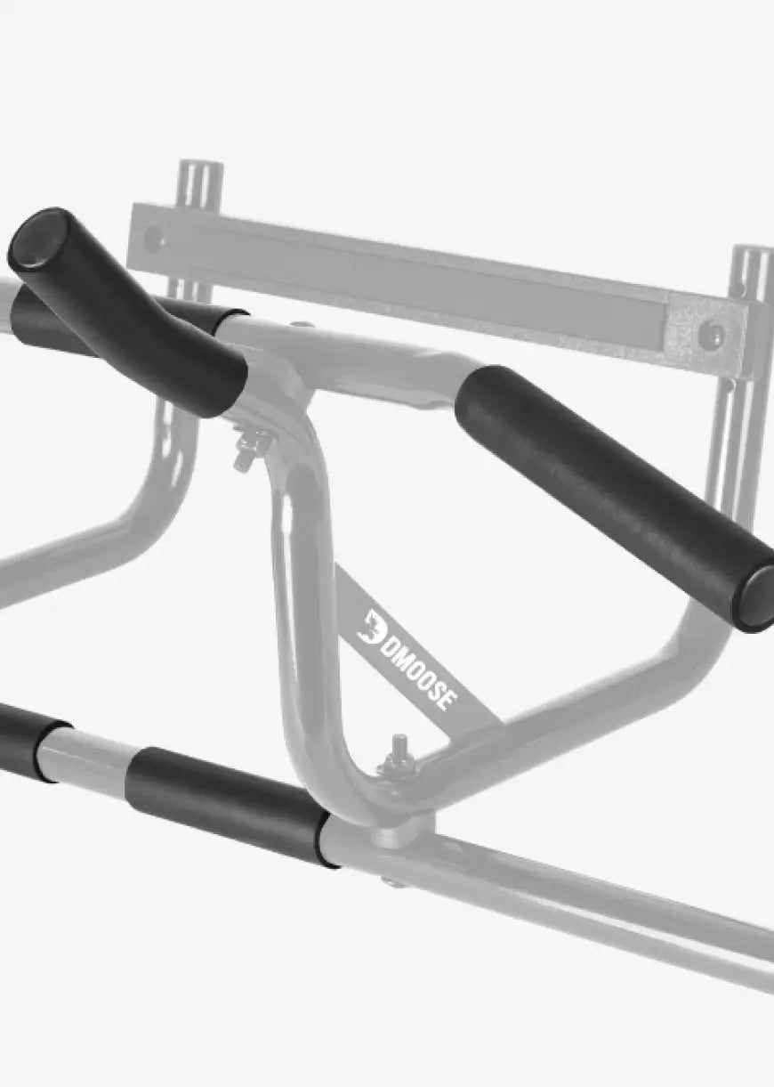 Pull-up bar with its handles highlighted in black against a greyed-out frame to show the wide, angled and neutral grip positions